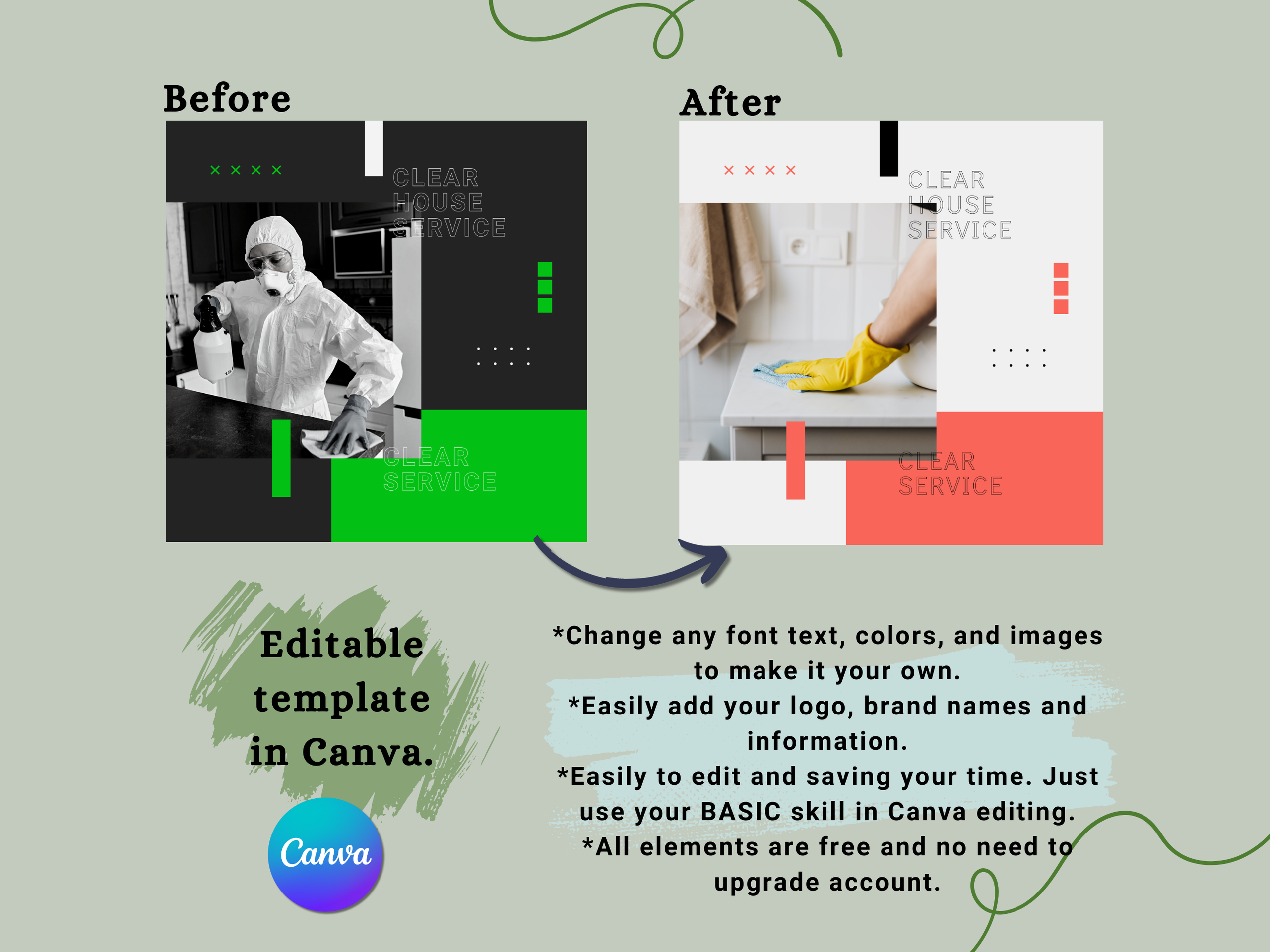 HOUSE CLEANING] Social media post story templates | Lutarima Digital Store